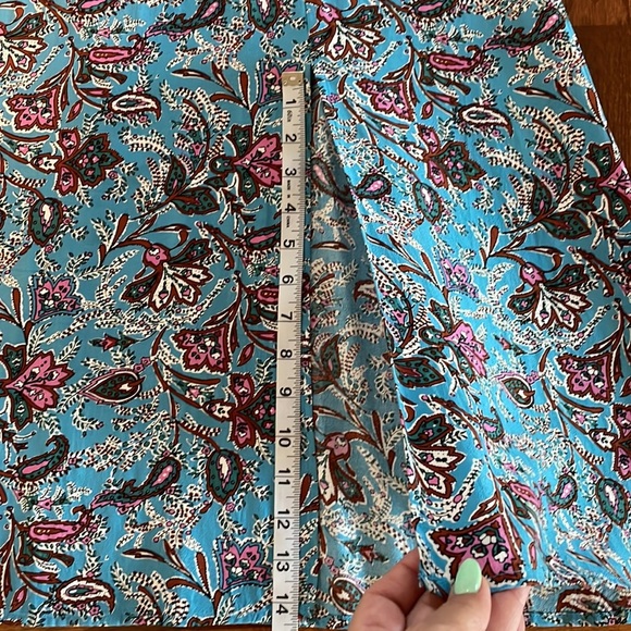 LOFT Bouquet Mock neckline MIDI dress paisley cendre blue NWT L/S zipped back 10 - Picture 15 of 16